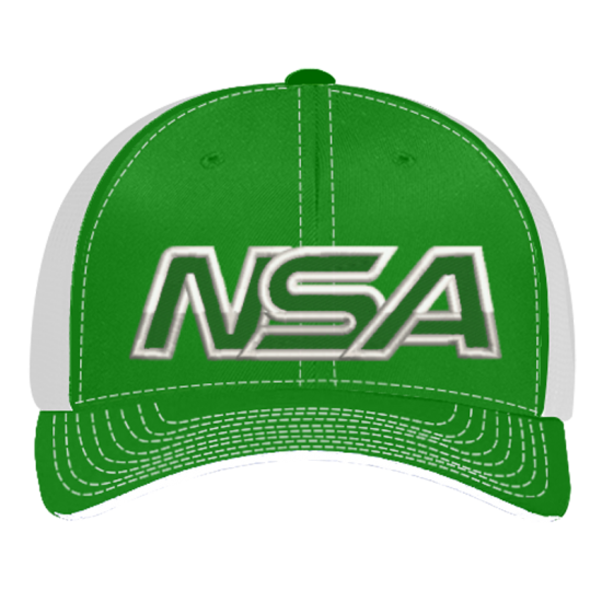 Clearance Sale NSA Outline Series Kelly Green Flex Fit Hat: 404M-KGWH