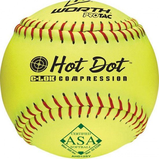 Clearance Sale Worth ASA Hot Dot 12" 52/300 Synthetic Slowpitch Softballs: AHD12SY