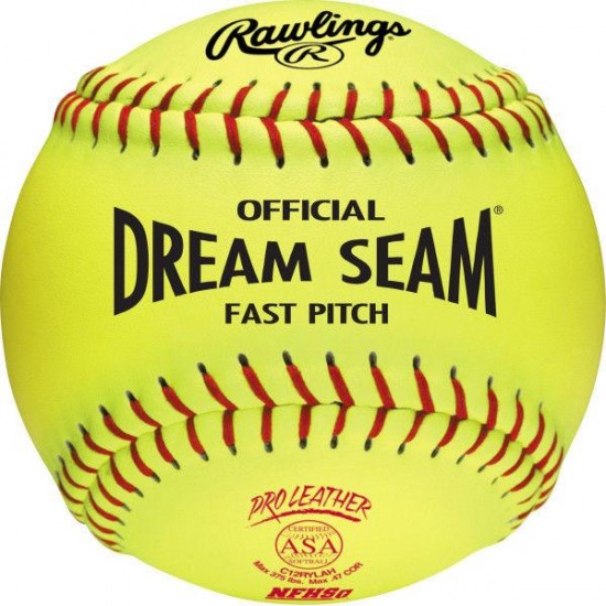 Clearance Sale Rawlings ASA NFHS Dream Seam 12" 47/375 Leather Fastpitch Softballs: C12RYLAH