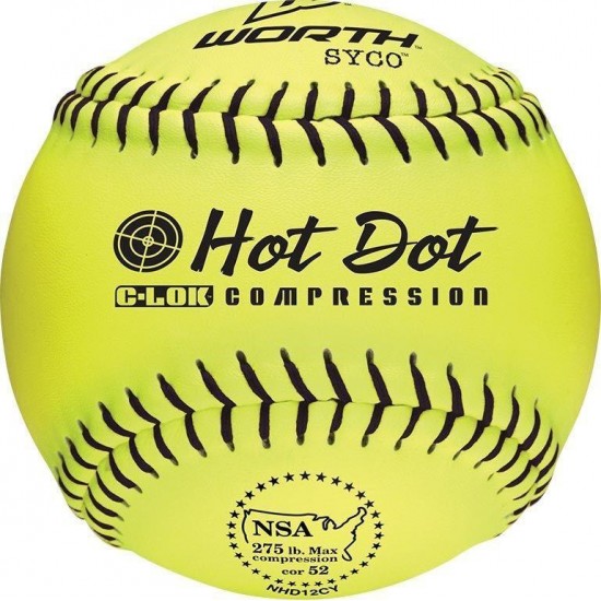 Clearance Sale Worth NSA Hot Dot 11" 52/275 Synthetic Slowpitch Softballs: NHD11SY
