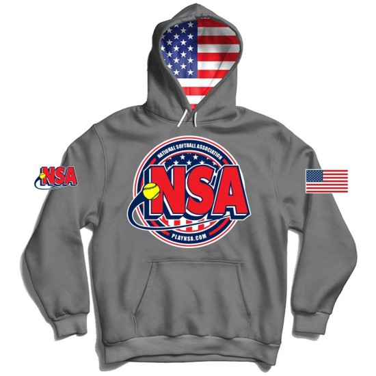 Clearance Sale National Softball Association (NSA) USA Flag Graphite Hoodie