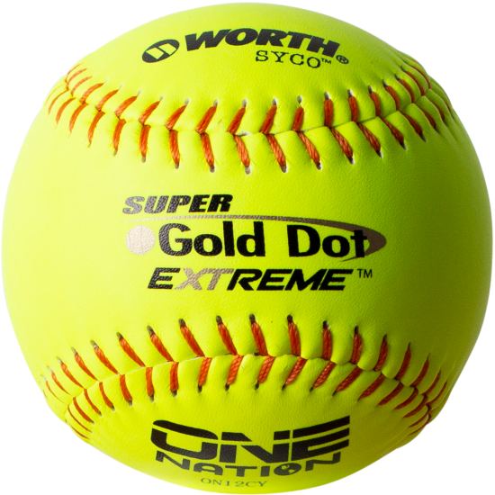 Clearance Sale Worth One Nation Super Gold Dot Extreme 12" 44/400 Composite Slowpitch Softballs: ON12CY