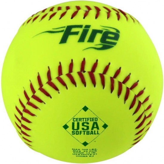 Clearance Sale Baden USA Fire 12" 52/300 Synthetic Slowpitch Softballs: USA300YS