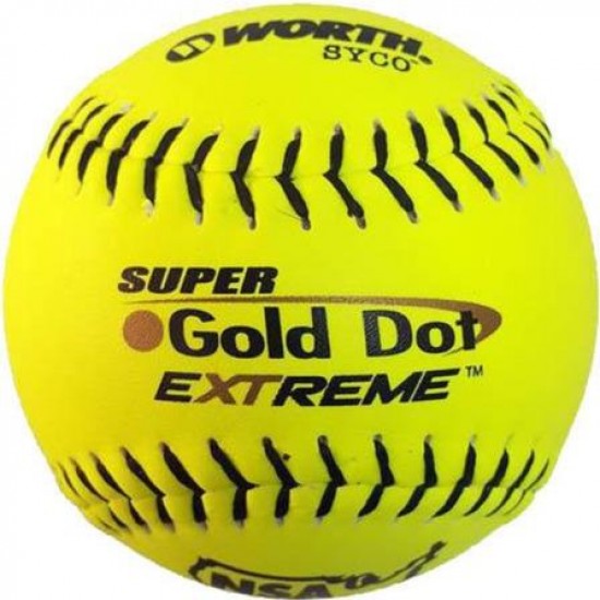 Clearance Sale Worth NSA Super Gold Dot Extreme ICON 12" 44/400 Composite Slowpitch Softballs: NI12CY